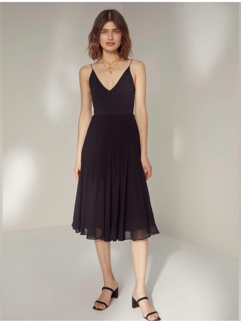 Aritzia Garland Pleated Midi Dress